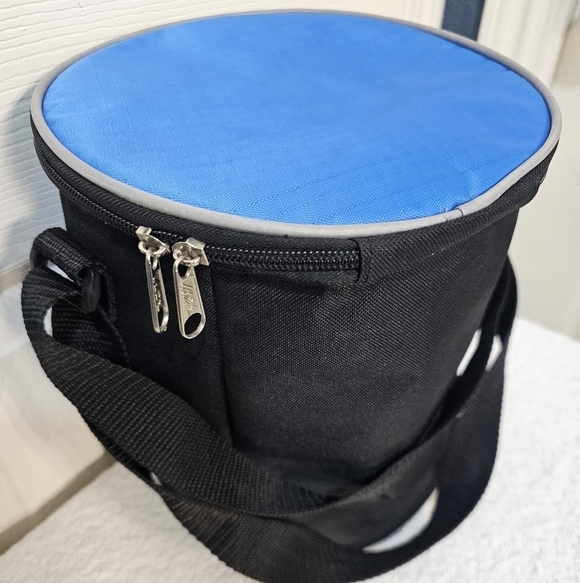 Mini Cooler Bag Adjustable Strap Zippered Closure 9x9 Blue/Black - Picture 5 of 8